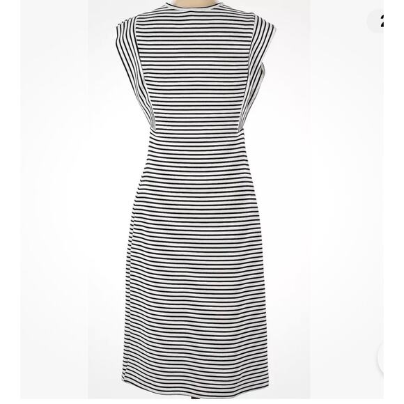 Derek Lam Collective Black White Striped Dress V-Neck Various Sizes - Picture 3 of 7